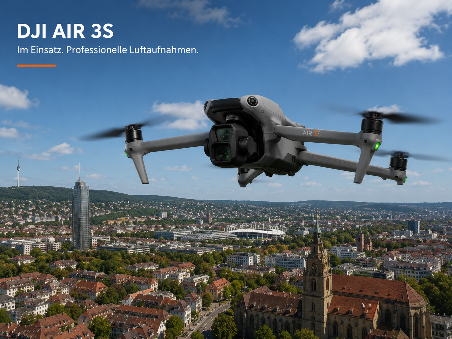 DJI Air 3S im Flug über Stuttgart